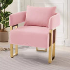 Lot de 2 fauteuils d'appoint modernes rembourrés avec pieds en métal doré pour salon, chambre ou bureau