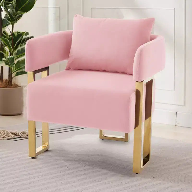 Lot de 2 fauteuils d'appoint modernes rembourrés avec pieds en métal doré pour salon, chambre ou bureau