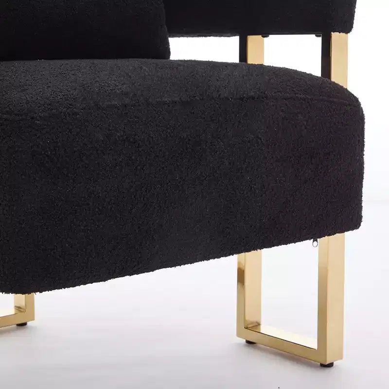 Lot de 2 fauteuils d'appoint modernes rembourrés avec pieds en métal doré pour salon, chambre ou bureau