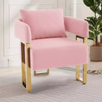 Lot de 2 fauteuils d'appoint modernes rembourrés avec pieds en métal doré pour salon, chambre ou bureau