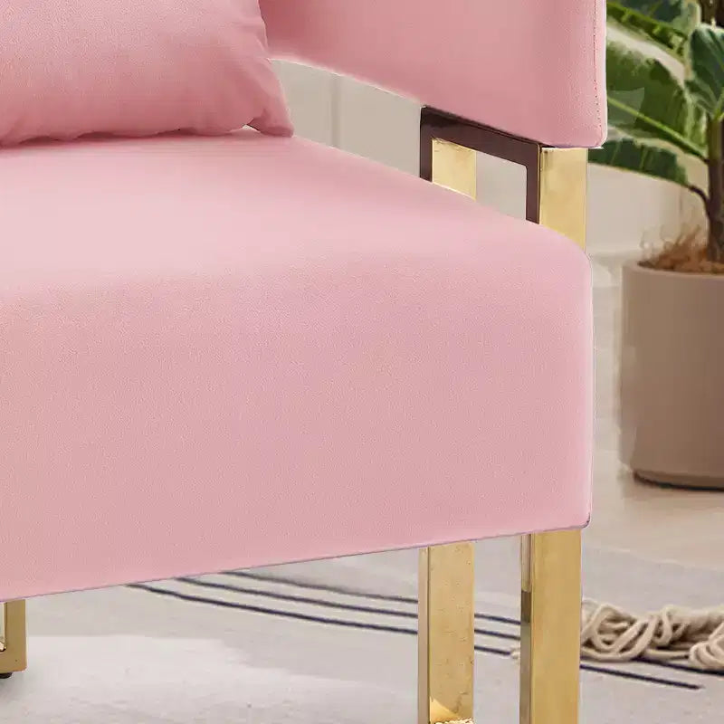 Lot de 2 fauteuils d'appoint modernes rembourrés avec pieds en métal doré pour salon, chambre ou bureau