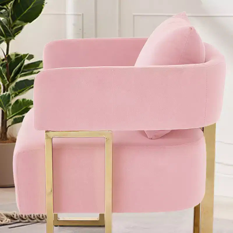 Lot de 2 fauteuils d'appoint modernes rembourrés avec pieds en métal doré pour salon, chambre ou bureau