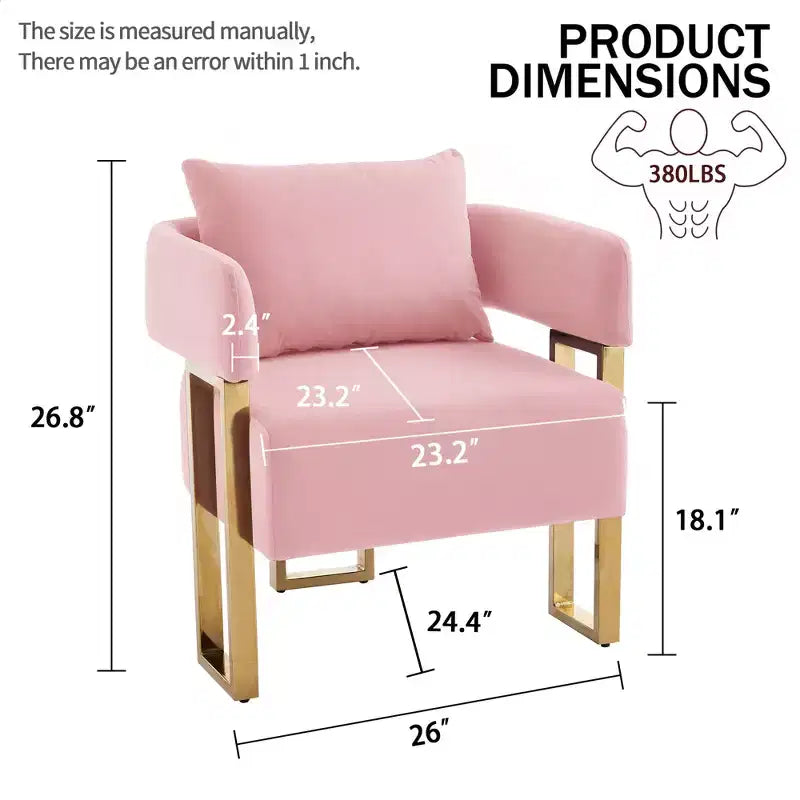 Lot de 2 fauteuils d'appoint modernes rembourrés avec pieds en métal doré pour salon, chambre ou bureau