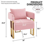 Lot de 2 fauteuils d'appoint modernes rembourrés avec pieds en métal doré pour salon, chambre ou bureau