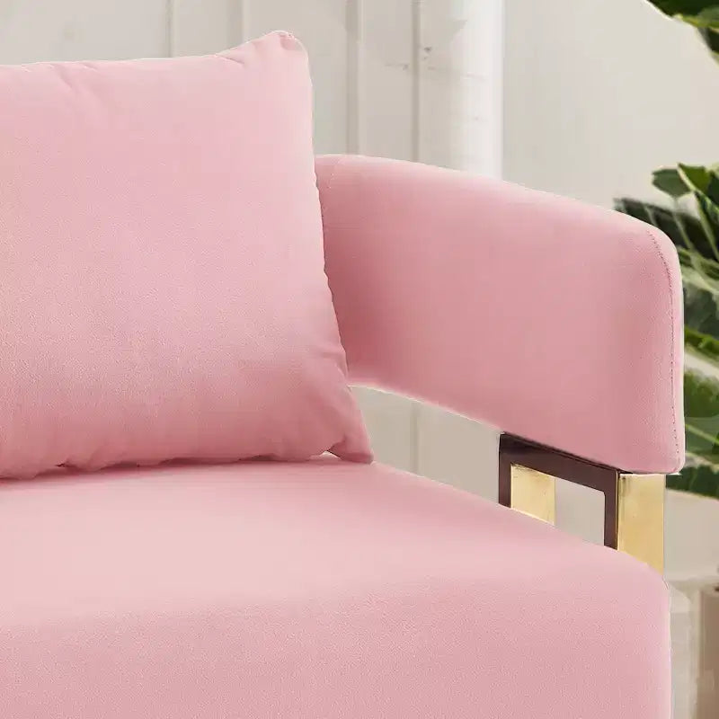 Lot de 2 fauteuils d'appoint modernes rembourrés avec pieds en métal doré pour salon, chambre ou bureau
