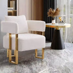 Lot de 2 fauteuils d'appoint modernes rembourrés avec pieds en métal doré pour salon, chambre ou bureau