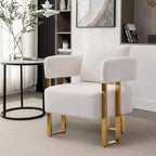 Lot de 2 fauteuils d'appoint modernes rembourrés avec pieds en métal doré pour salon, chambre ou bureau