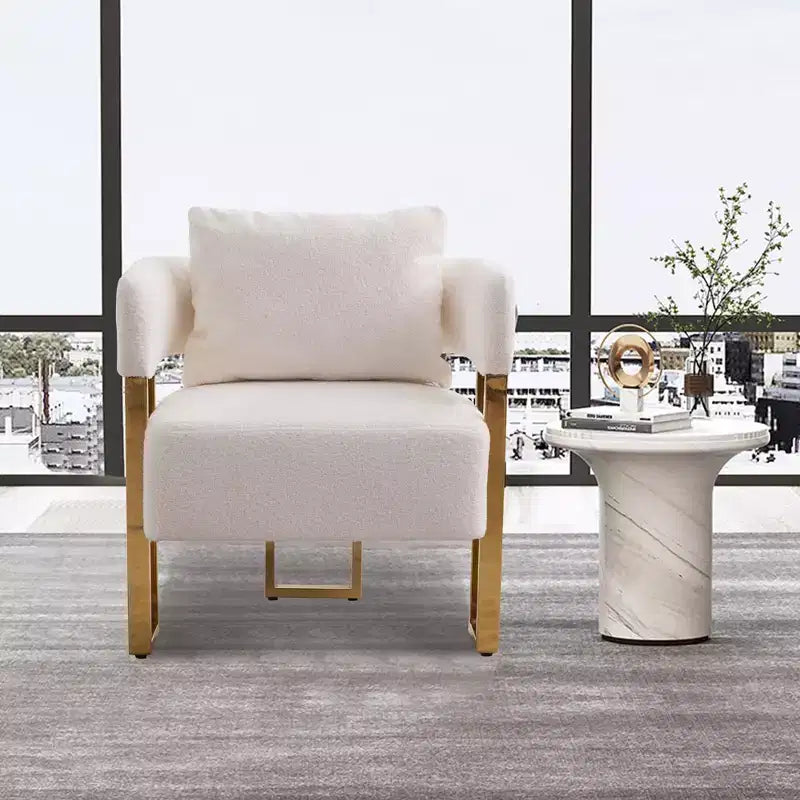 Lot de 2 fauteuils d'appoint modernes rembourrés avec pieds en métal doré pour salon, chambre ou bureau