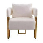 Lot de 2 fauteuils d'appoint modernes rembourrés avec pieds en métal doré pour salon, chambre ou bureau