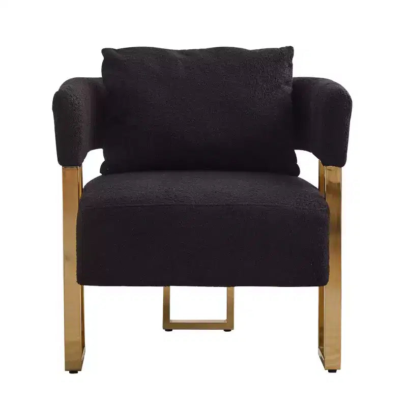 Lot de 2 fauteuils d'appoint modernes rembourrés avec pieds en métal doré pour salon, chambre ou bureau