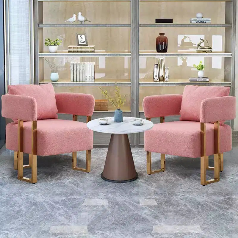 Lot de 2 fauteuils d'appoint modernes rembourrés avec pieds en métal doré pour salon, chambre ou bureau