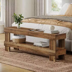 Banc d'entrée Lantine, banc à chaussures de 150 cm avec étagère de rangement ouverte, bancs d'appoint étroits à 2 niveaux pour chambre à coucher, couloir, salon