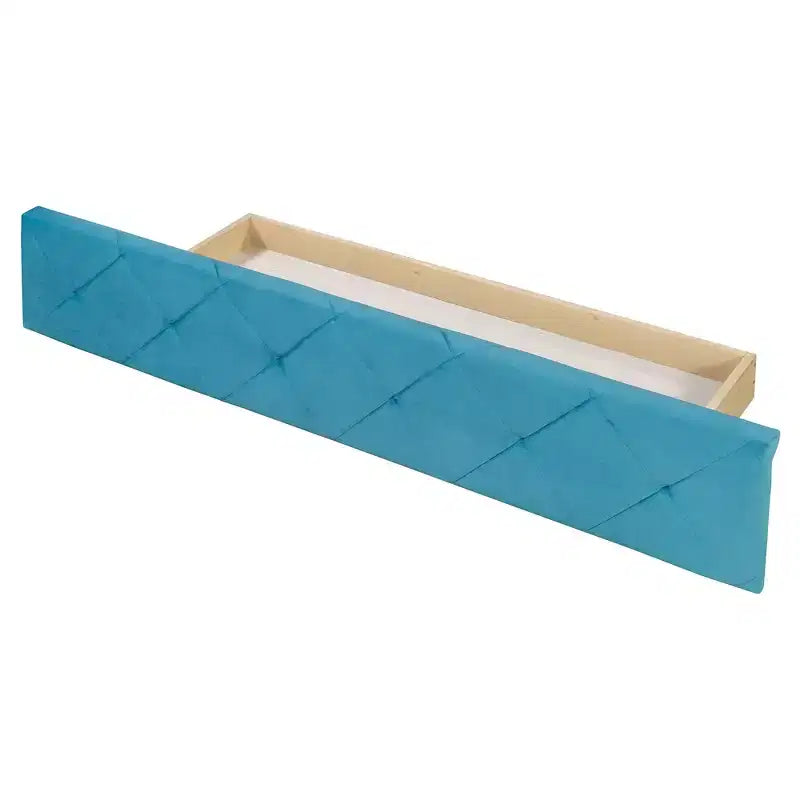 Lit Plateforme Rembourré en Velours Luxystar Queen avec Tête de Lit Ailée, 1 Grand Tiroir et 2 Bancs de Rangement Latéraux