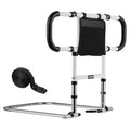 VEVOR Bed Rail for Elderly, Foldable & Extendable Bedside Assist Rail with Side Handles & PU Handrail, Black+Natural