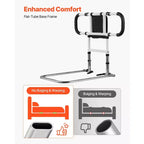 VEVOR Barrière de lit pour personnes âgées, Pliable et Extensible, avec poignées latérales et main courante en PU, Noir + Naturel