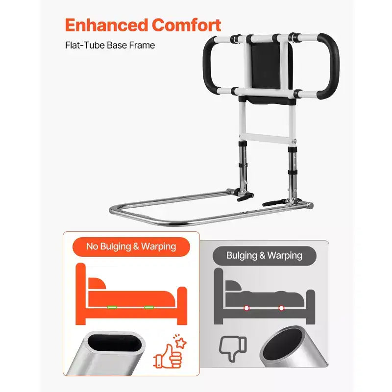 VEVOR Barrière de lit pour personnes âgées, Pliable et Extensible, avec poignées latérales et main courante en PU, Noir + Naturel