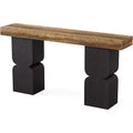 Lantine 63-Inch Console Table, Heavy-Duty Behind Couch Sofa Table with Color Blocking Design for Living Room, Hallway, Foyer, Brown + Black