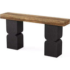 Lantine 63-Inch Console Table, Heavy-Duty Behind Couch Sofa Table with Color Blocking Design for Living Room, Hallway, Foyer, Brown + Black