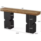 Table console Lantine de 160 cm, table de canapé robuste avec design à blocs de couleurs pour salon, couloir, entrée, marron + noir