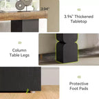 Table console Lantine de 160 cm, table de canapé robuste avec design à blocs de couleurs pour salon, couloir, entrée, marron + noir