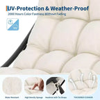 Grand fauteuil à bascule Papasan C blanc, chaise œuf intérieure/extérieure avec coussin épais (capacité de 204 kg) pour salon, patio et jardin