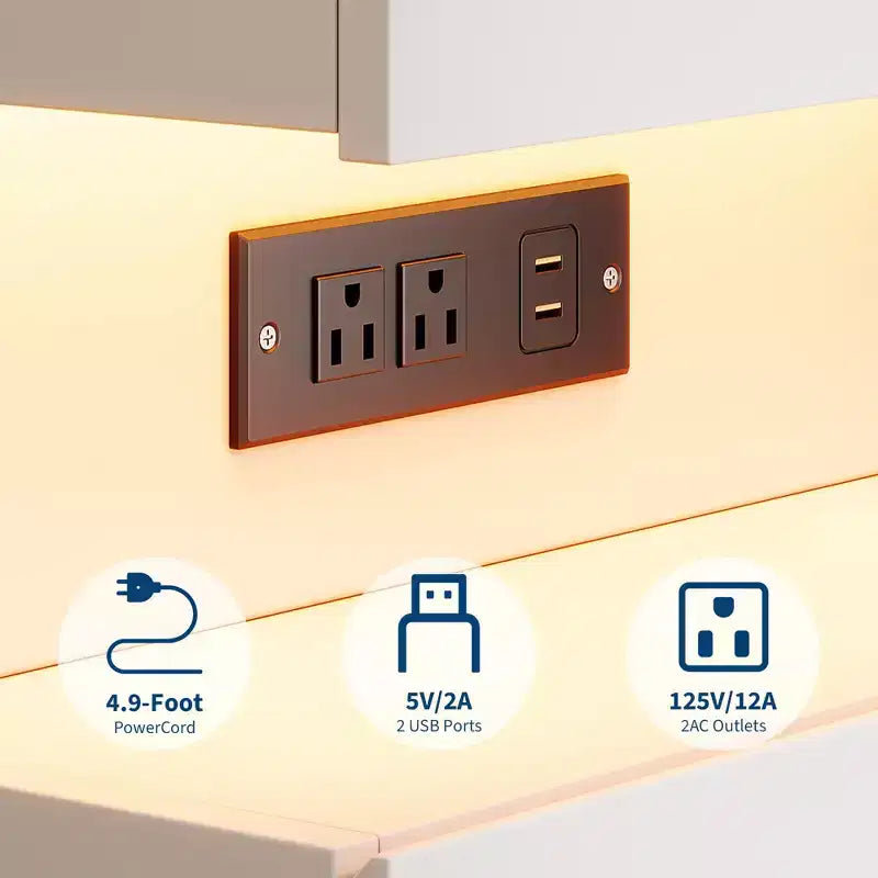 Table de chevet avec lumière contrôlée par application, table de chevet moderne avec station de charge, table d'appoint à 3 tiroirs, table de nuit pour chambre à coucher