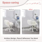 Chaise de bureau sans accoudoirs mignonne avec roues, chaise d'ordinateur pivotante à 360° en tissu Teddy pour chambre d'enfant, bureau et chambre à coucher GustoWave Cat Paw