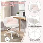 Chaise de bureau sans accoudoirs mignonne avec roues, chaise d'ordinateur pivotante à 360° en tissu Teddy pour chambre d'enfant, bureau et chambre à coucher GustoWave Cat Paw