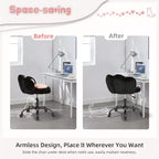 Chaise de bureau sans accoudoirs mignonne avec roues, chaise d'ordinateur pivotante à 360° en tissu Teddy pour chambre d'enfant, bureau et chambre à coucher GustoWave Cat Paw