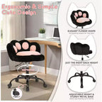 Chaise de bureau sans accoudoirs mignonne avec roues, chaise d'ordinateur pivotante à 360° en tissu Teddy pour chambre d'enfant, bureau et chambre à coucher GustoWave Cat Paw