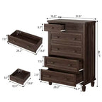 Commode Vintage à 6 Tiroirs avec Pieds Coniques, Grande Commode en Bois pour Chambre, Salon, Entrée, Finition Bois Vieilli