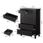 Commode Vintage à 6 Tiroirs avec Pieds Coniques, Grande Commode en Bois pour Chambre, Salon, Entrée, Finition Bois Vieilli