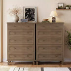 Commode Vintage à 6 Tiroirs avec Pieds Coniques, Grande Commode en Bois pour Chambre, Salon, Entrée, Finition Bois Vieilli