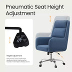 Chaise de bureau réglable avec pivotement à 360°, revêtement en chenille de qualité supérieure, coussin en mousse à ressorts et roulettes silencieuses.