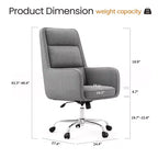Chaise de bureau réglable avec pivotement à 360°, revêtement en chenille de qualité supérieure, coussin en mousse à ressorts et roulettes silencieuses.