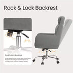 Chaise de bureau réglable avec pivotement à 360°, revêtement en chenille de qualité supérieure, coussin en mousse à ressorts et roulettes silencieuses.