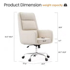 Chaise de bureau réglable avec pivotement à 360°, revêtement en chenille de qualité supérieure, coussin en mousse à ressorts et roulettes silencieuses.
