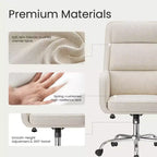 Chaise de bureau réglable avec pivotement à 360°, revêtement en chenille de qualité supérieure, coussin en mousse à ressorts et roulettes silencieuses.