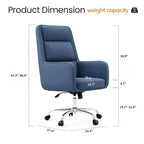 Chaise de bureau réglable avec pivotement à 360°, revêtement en chenille de qualité supérieure, coussin en mousse à ressorts et roulettes silencieuses.