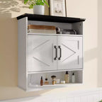 COZONY 23,6 Armoire murale de salle de bain avec portes coulissantes, étagères réglables, rangement mural pour salle de bain, cuisine, buanderie