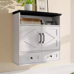 COZONY 23,6 Armoire murale de salle de bain avec portes coulissantes, étagères réglables, rangement mural pour salle de bain, cuisine, buanderie