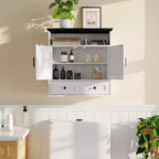 COZONY 23,6 Armoire murale de salle de bain avec portes coulissantes, étagères réglables, rangement mural pour salle de bain, cuisine, buanderie