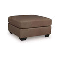 Signature Design by Ashley Walker Point Oversized Accent Ottoman, Faux Leather, Caramel