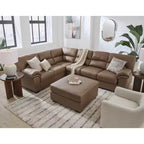 Signature Design by Ashley Walker Point Grand pouf d'appoint, Faux cuir, Caramel