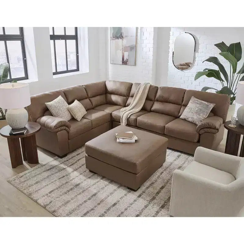 Signature Design by Ashley Walker Point Grand pouf d'appoint, Faux cuir, Caramel