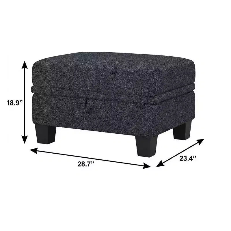 Pouffe de rangement en chenille gris et noir 29