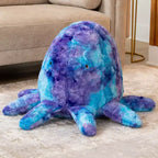 Raven-Symon Huggy la pieuvre, grande peluche en forme de pouf et de sac de fèves pour enfants