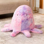 Raven-Symon Huggy la pieuvre, grande peluche en forme de pouf et de sac de fèves pour enfants