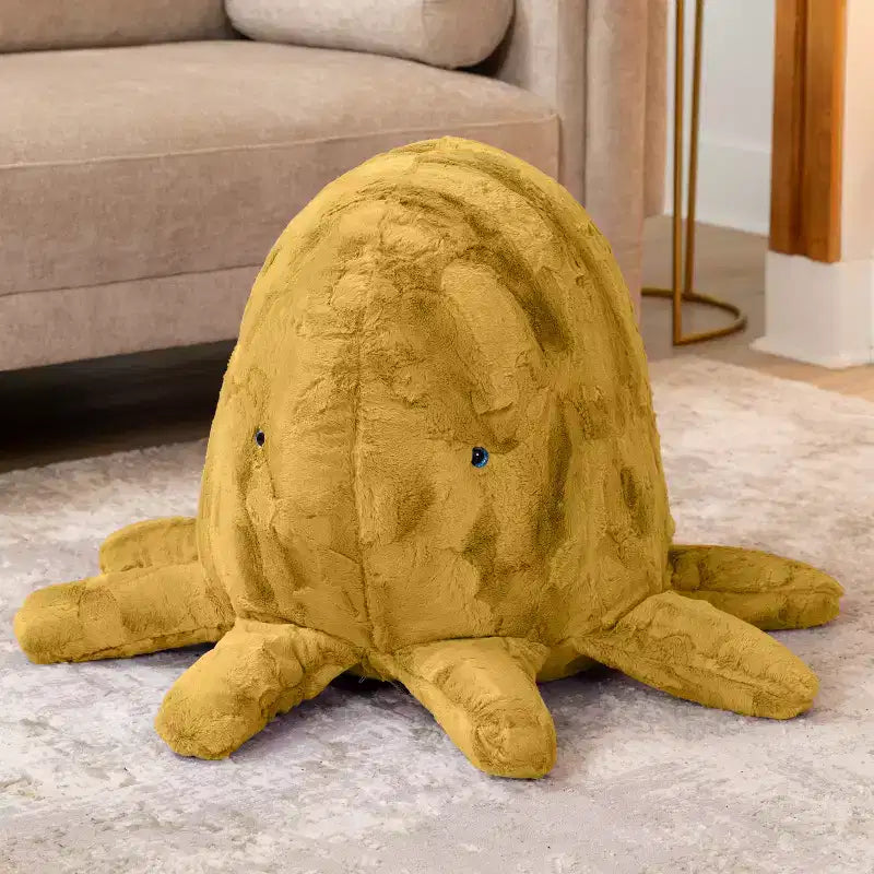 Raven-Symon Huggy la pieuvre, grande peluche en forme de pouf et de sac de fèves pour enfants
