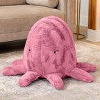Raven-Symon Huggy la pieuvre, grande peluche en forme de pouf et de sac de fèves pour enfants